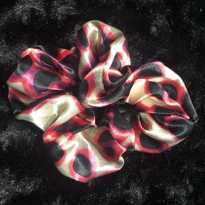 Pink Cheetah Design Satin Scrunchie  HANDCRAFTED  (womens)